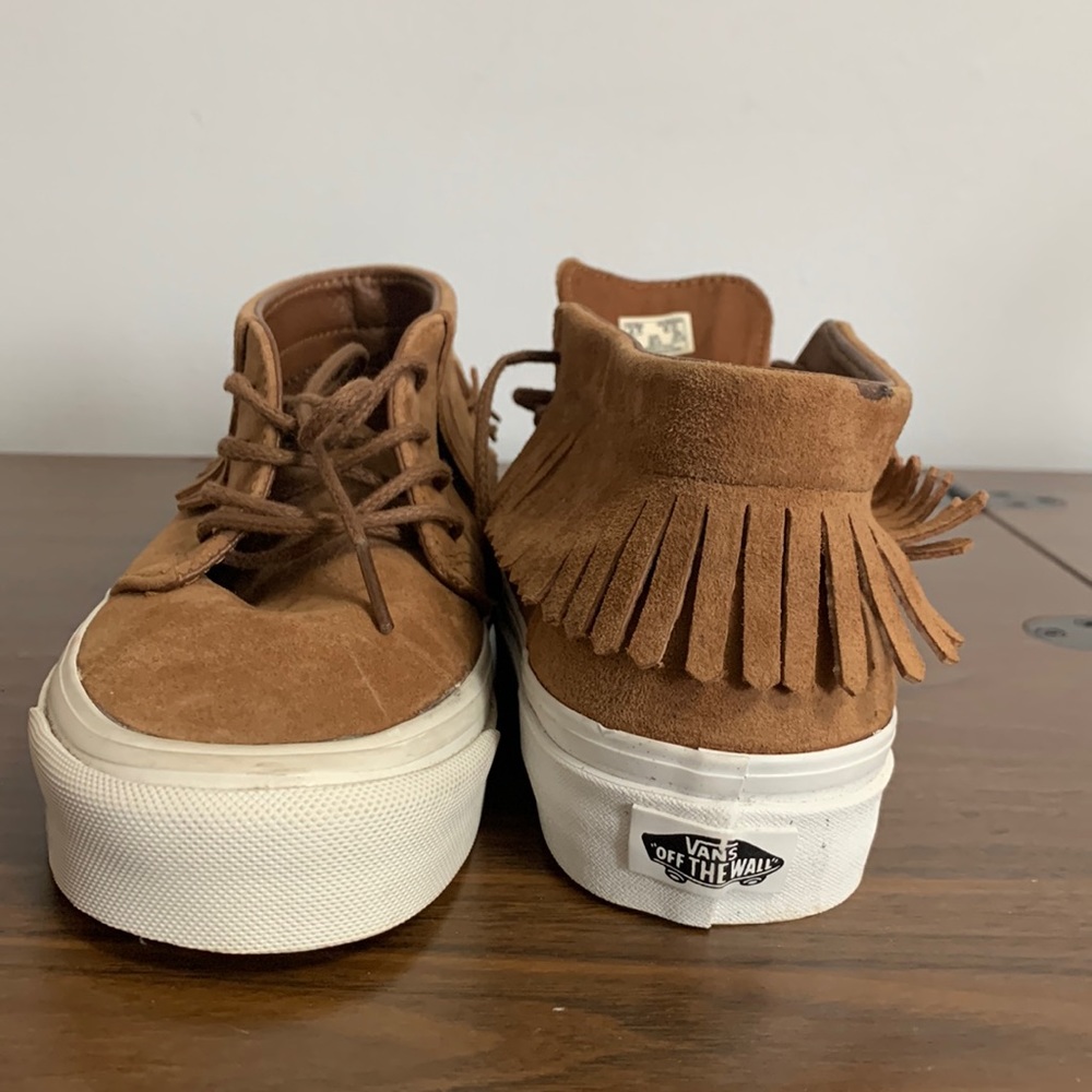 Vans Brown Suede Fringe Sneakers